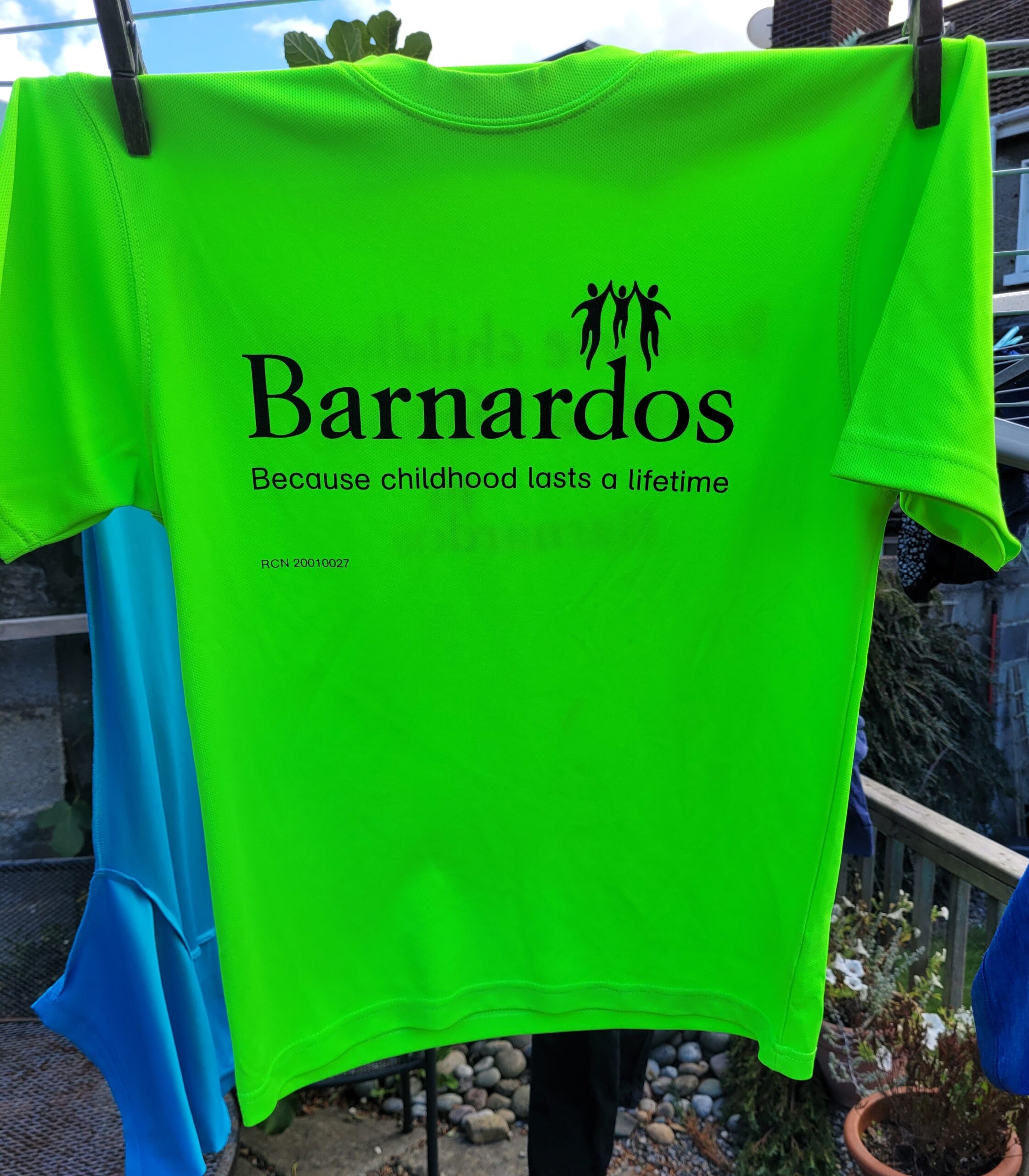 barnardos t shirt on clothes line